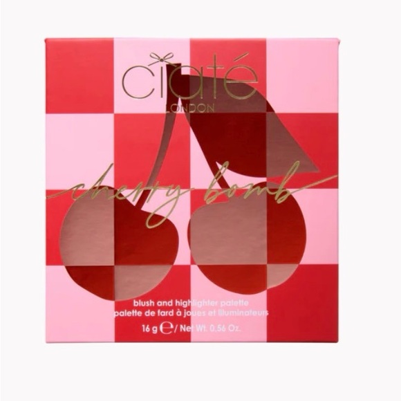 NWOT🎉 CIATÉ LONDON Cherry Bomb Blush and Highlighter Palette in Light Medium - Picture 5 of 5